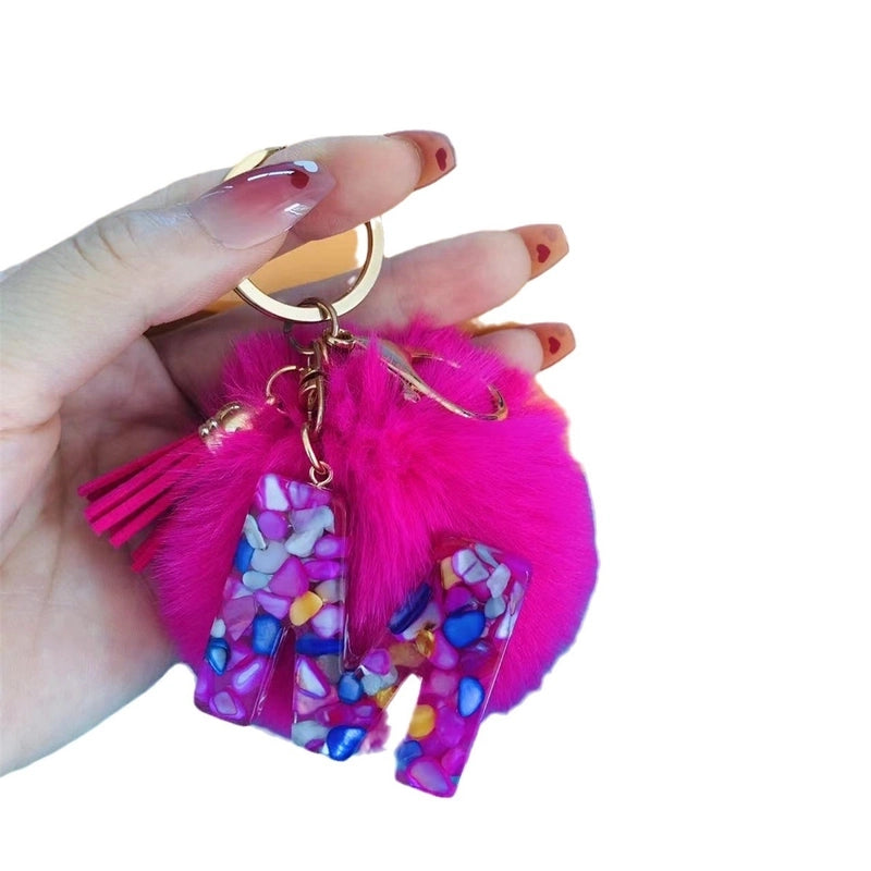 Minimalist Commute Letter Hairball Resin Unisex Bag Pendant Keychain