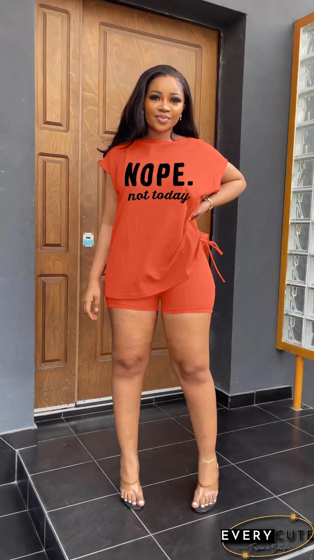 Letter Print Short Sleeve T-shirts Shorts Tracksuit