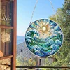 (Upgrade Size)DIY Diamond Painting Art Double Sided Effect Pendant Colorful Stained Glass Hanging Ornament Kit(Waves)