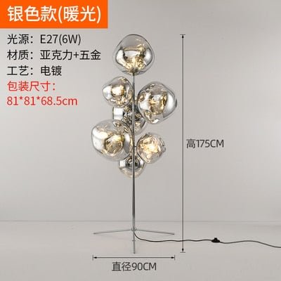 Modern LED Floor Lamps for Living Room Electroplated Glass Ball Standing Lamp Bedroom Nordic Indoor Decor Floor Lights Lighting
