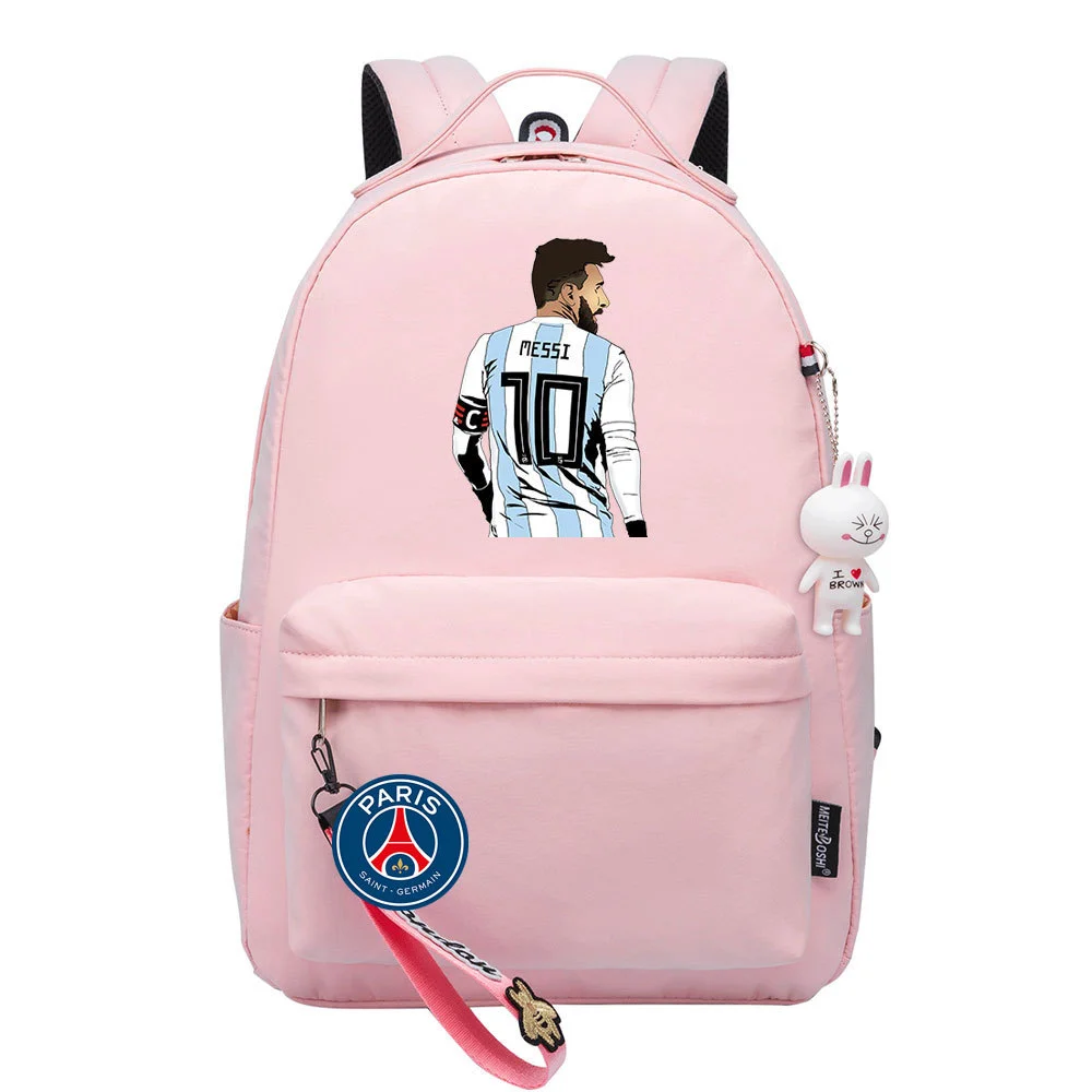 Buzzdaisy Title: Lionel Messi Backpack – Cute and Fashionable Schoolbag with Double Side Pockets for Leisure Travel