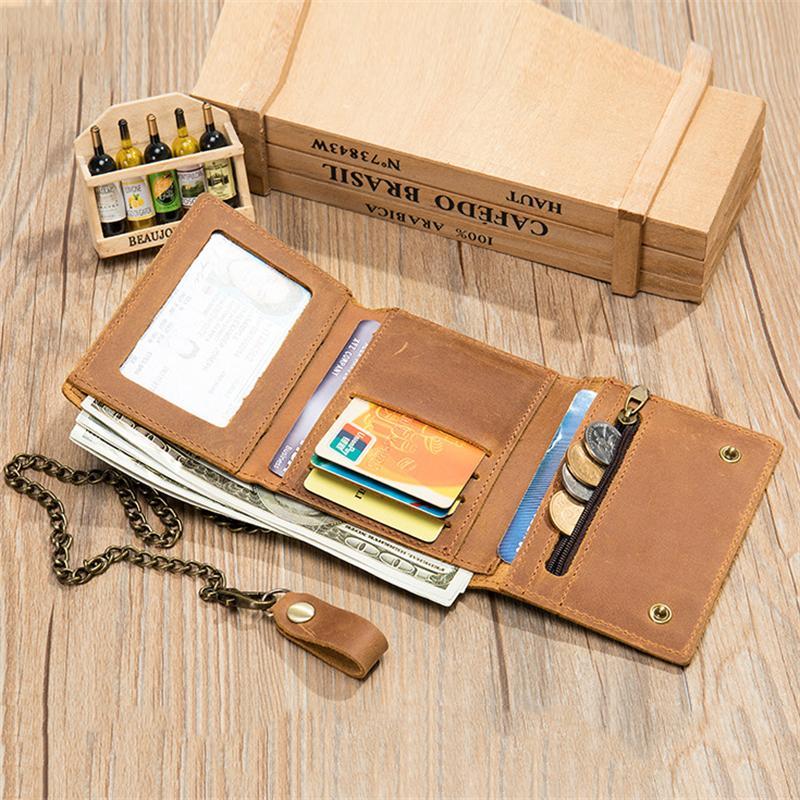 Mens RFID Blocking Retro Personality Leather Wallet