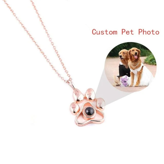 Buzzdaisy Cat Dog Paw Pendant 100 languages I Love YOU Projection Necklaces