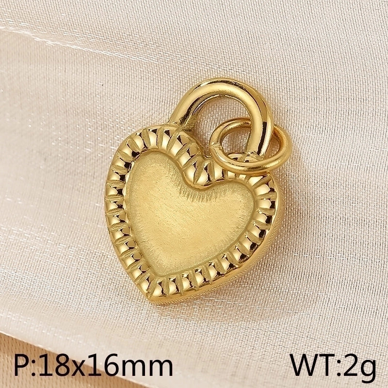 Basic Heart Shape Stainless Steel 18K Gold Plated Enamel Charms