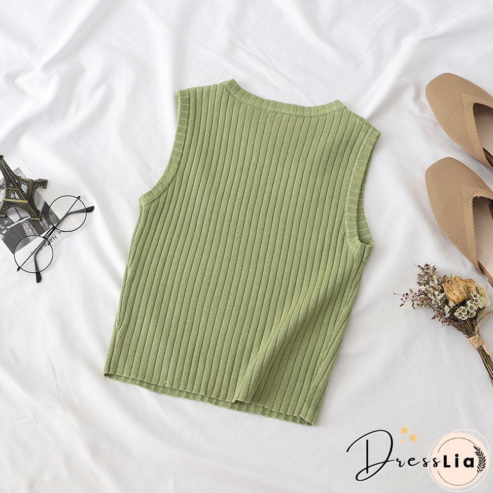 Heliar Plain Pink Knitted Tops Women Tank Tops Strapless Solid Vest For Women Vest Tops Summer Tank Tops