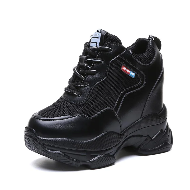 2020 White Trendy Shoes Women High Top Sneakers Women Platform Ankle Boots Basket Femme Chaussures Femmes Height Increase Shoes