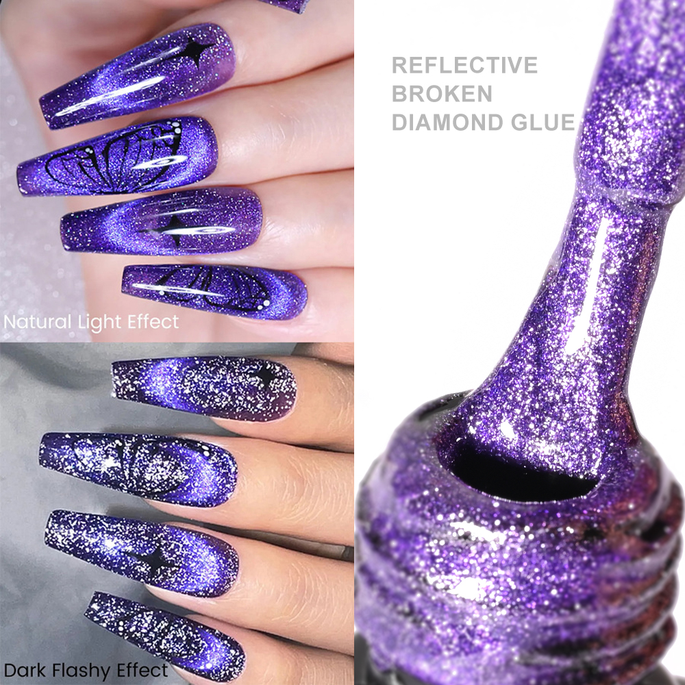 Bayuyun 6ML Aurora Cat Eye Gel Nail Polish Sparkling Glitter Magnetic Gel Varnis Semi Permanent Soak Off UV Gel Starry Cat Eye Gel