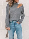 Simple Off-The-Shoulder Long Sleeves Sweater Tops