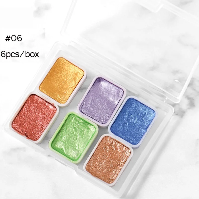 6/12pc Blooming Paints Watercolor Nail Powder For Nails Abstract Nail Art Pigment Magic Pearl Chrome Glitter Manicure Nails-Nail Inspo