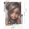 >SALE<5D DIY Full Round Drill Diamond Painting Curly Haired Big Eyed Girl Decor30x40cm