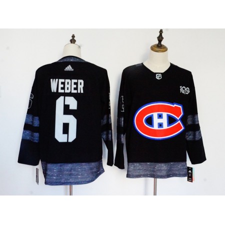 Men's  Montreal Canadiens #6 Shea Weber Black 1917-2017 100th Anniversary Stitched NHL Jersey