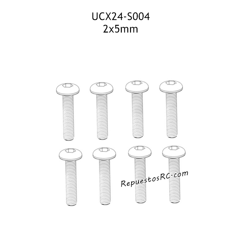 UDIRC UCX2402 Piezas 2x5mm Tornillo Hexagonal de Cabeza Cil&iacute;ndrica para M&aacute;quinas UCX24-S004