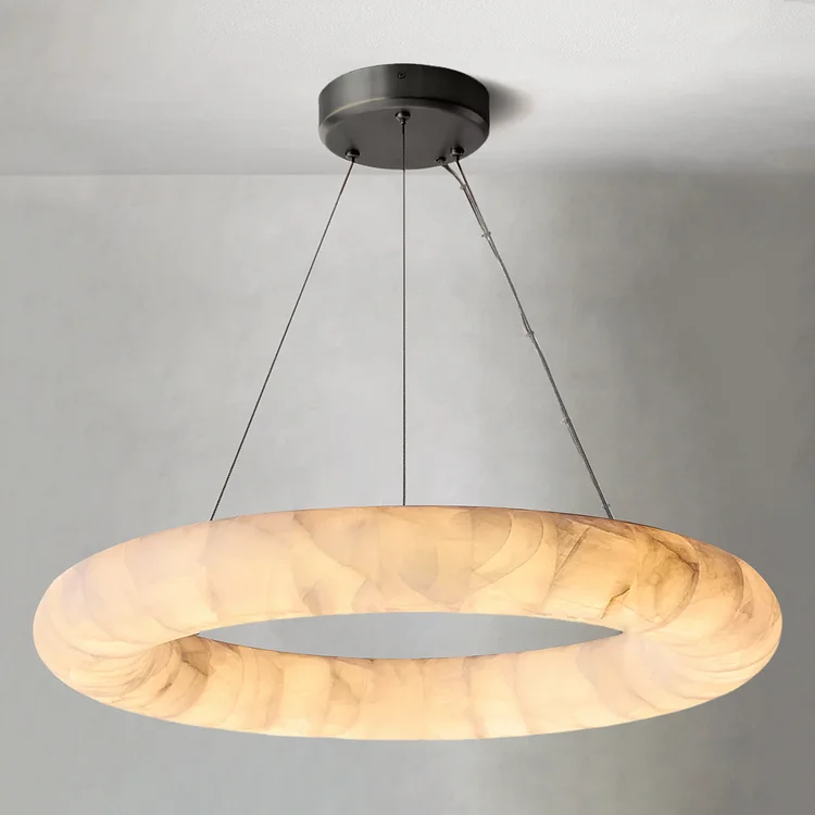 Rim Lisse Alabaster Round Chandelier 31" 41" 61"D Vjlight