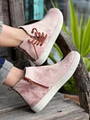 Casual Lace-up Decor Fringe High Top Canvas Shoes with Side Zip