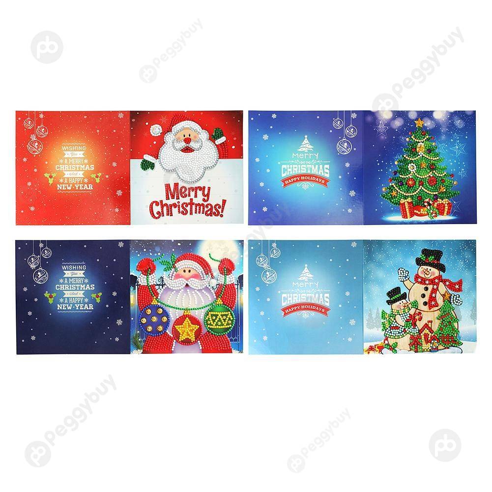 

4pc Christmas-Creative Diamond Greeting Card, 501 Original