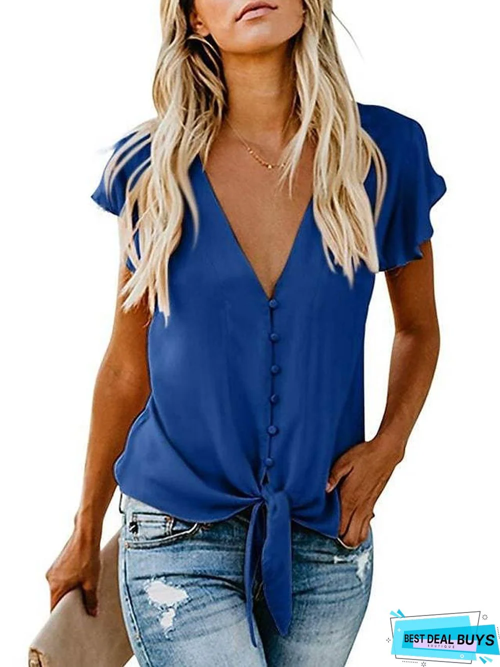 Women's Casual Stylish V Neck Button Down Floral Print Cuffed Sleeve Blouses Shirts Tops Pullover