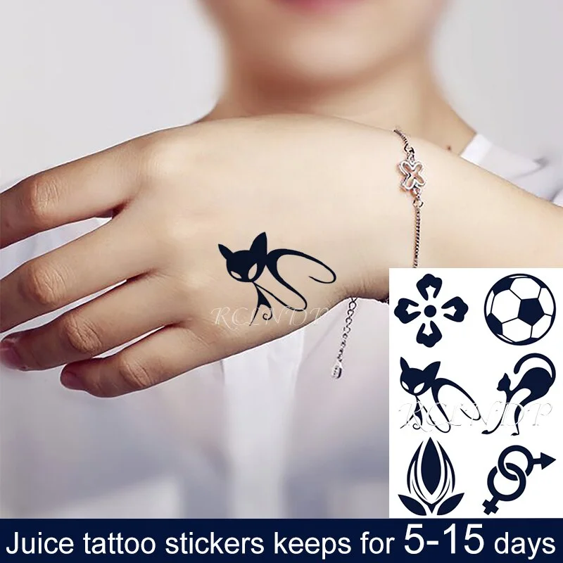 Waterproof Temporary Juice Ink Sticker Love Heart Hand Design Flower Fairy 8 Fruit Gel Long Lasting Tattoo for Men Women