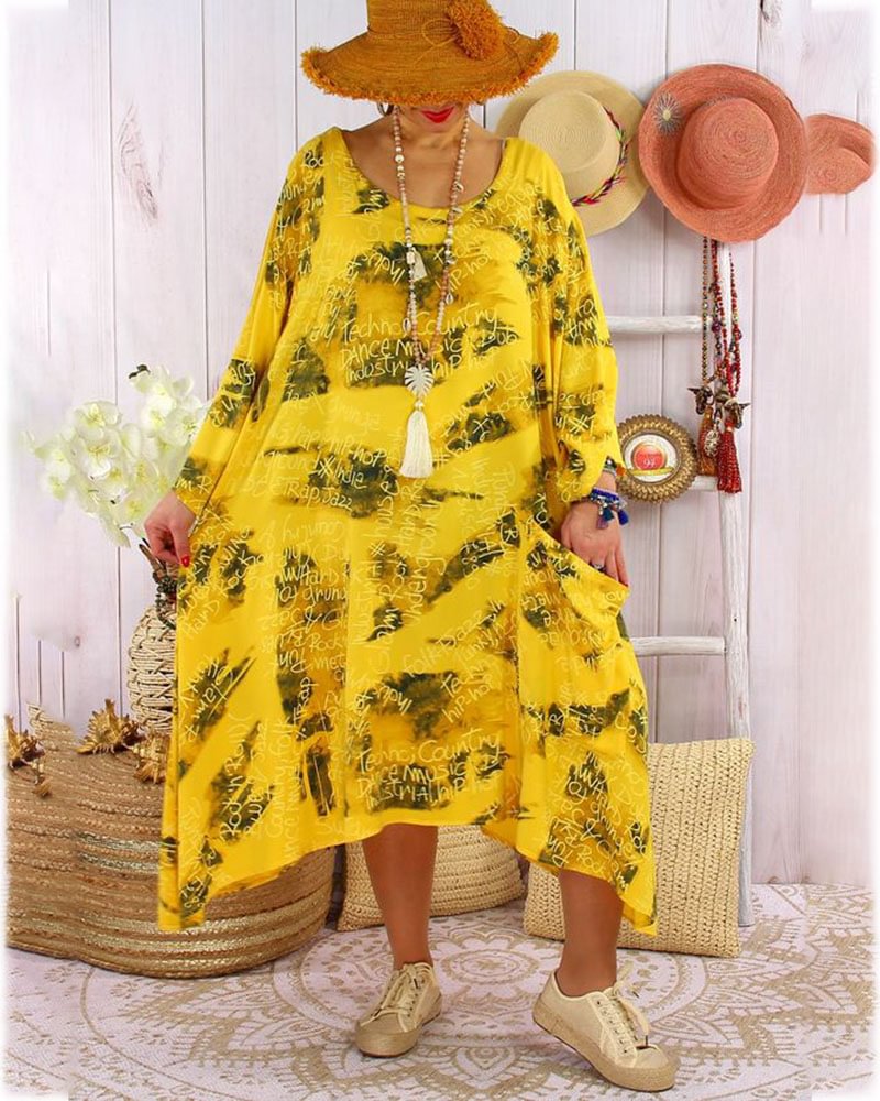 Women's Casual Loose Print Long Sleeve Dress-0929-01
