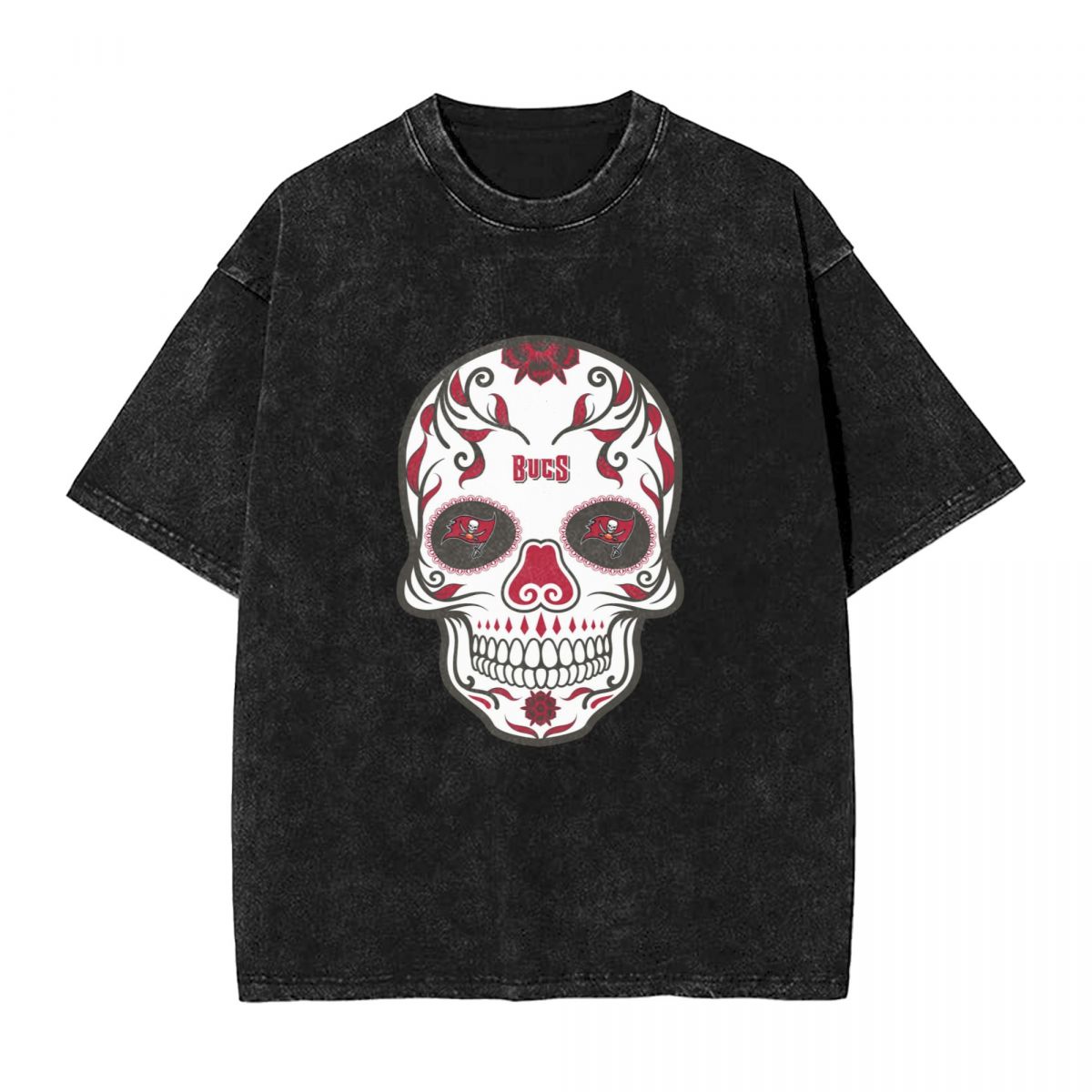Tampa Bay Buccaneers Skull Washed Oversized Vintage Men's T-Shirt