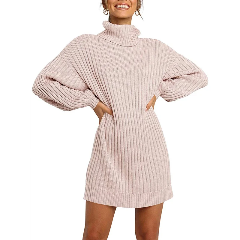 Wongn Wongn And Winter New Women's Turtleneck Medium Long Sweater Sweater Dress