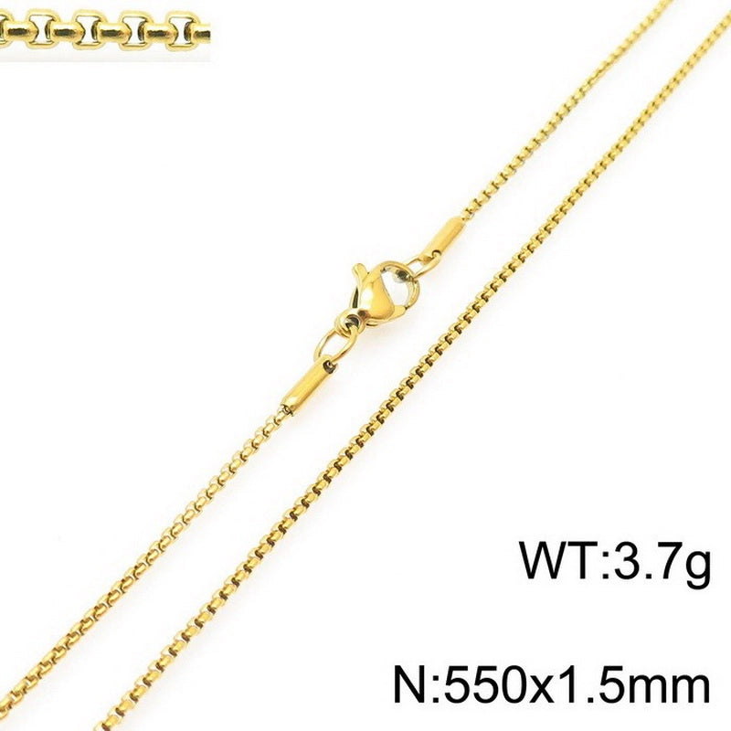 Fashion Classics Square Pearl Chain Men’s And Women’s Titanium Steel Necklace