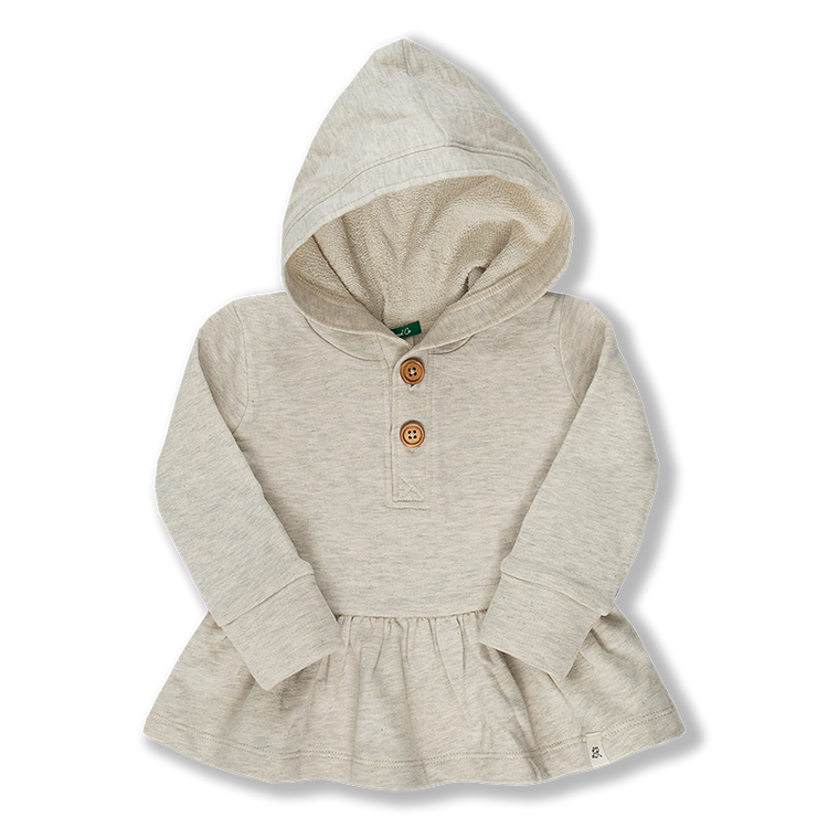Heathered Cream Peplum Button Hoodie