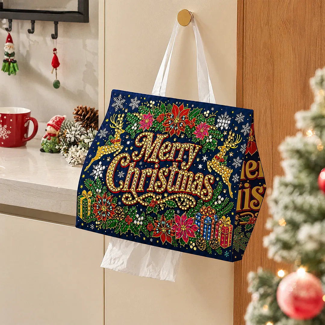 Diamond Tissue Organizer Exquisite Craftsmanship for Bathroom Bedroom Decor (Christmas)