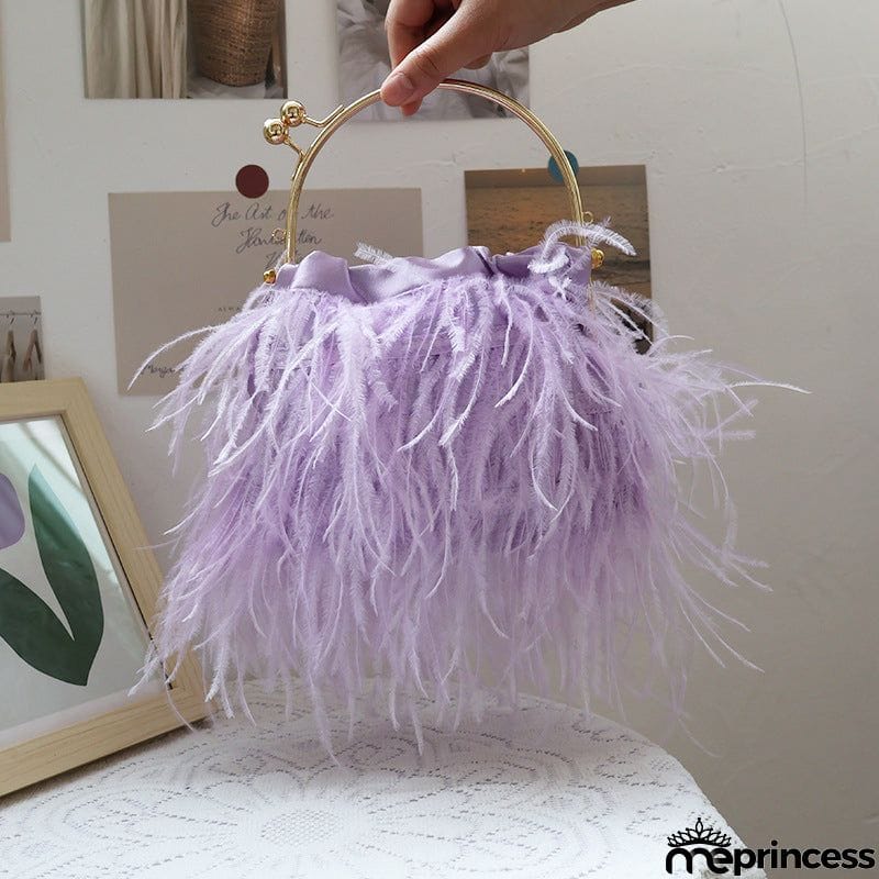 Casual Daily Party Solid Patchwork Feathers Bags