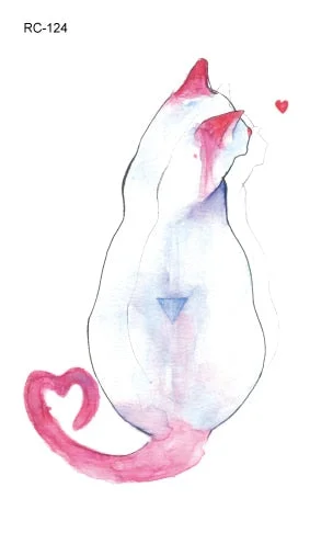 52 Kinds Watercolor Animals Fake Tattoos Temporary Cat Flamingo Wolf Whale Fox Butterfly Waterproof Tatto Stickers Small Size