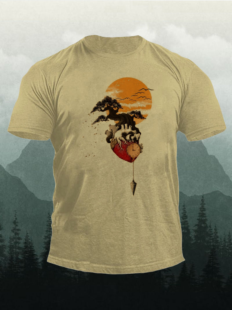 Men's Time Sunset Mountain Short-Sleeved Shirt