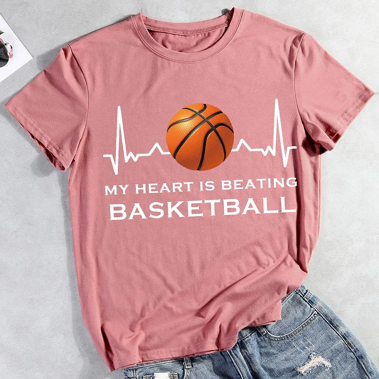 AL™ Basketball heartbeat  T-shirt Tee -011208-Annaletters