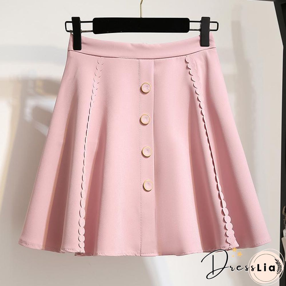 Sweet Lapel Blouse+Button Skirt P15791