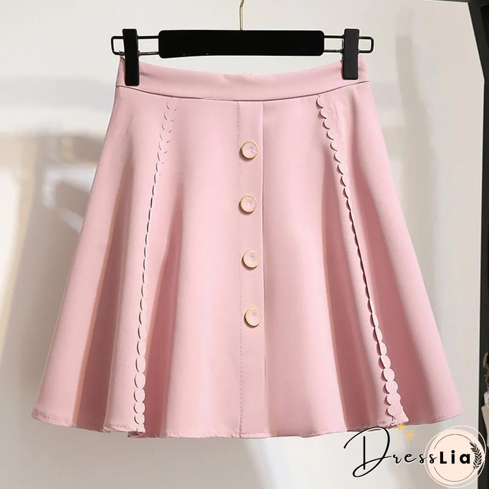 Sweet Lapel Blouse+Button Skirt P15791