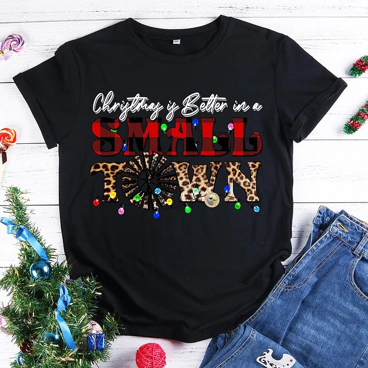 Small town Christmas T-Shirt Tee -599481-Annaletters