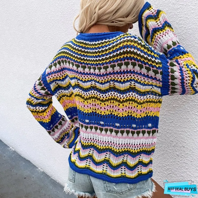 Colourful Striped Knit Sweater