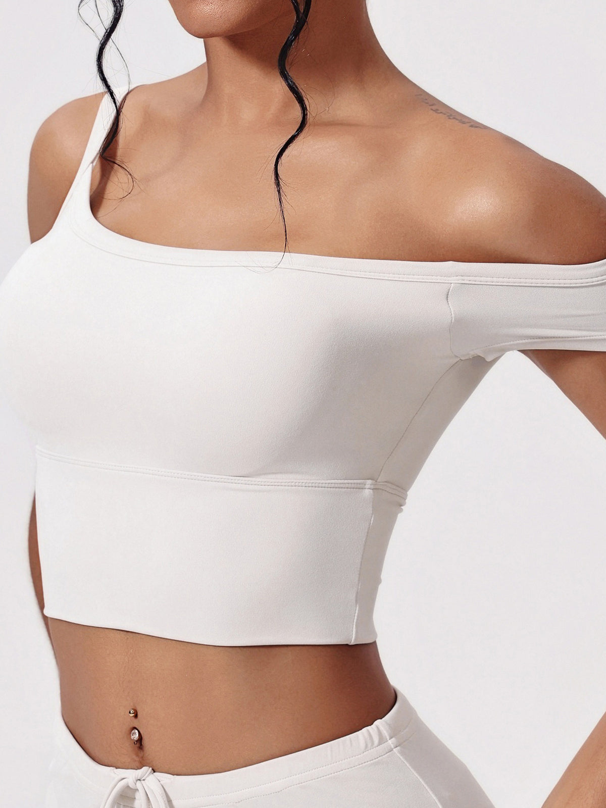 Asymmetrical Cold Shoulder Crop Top