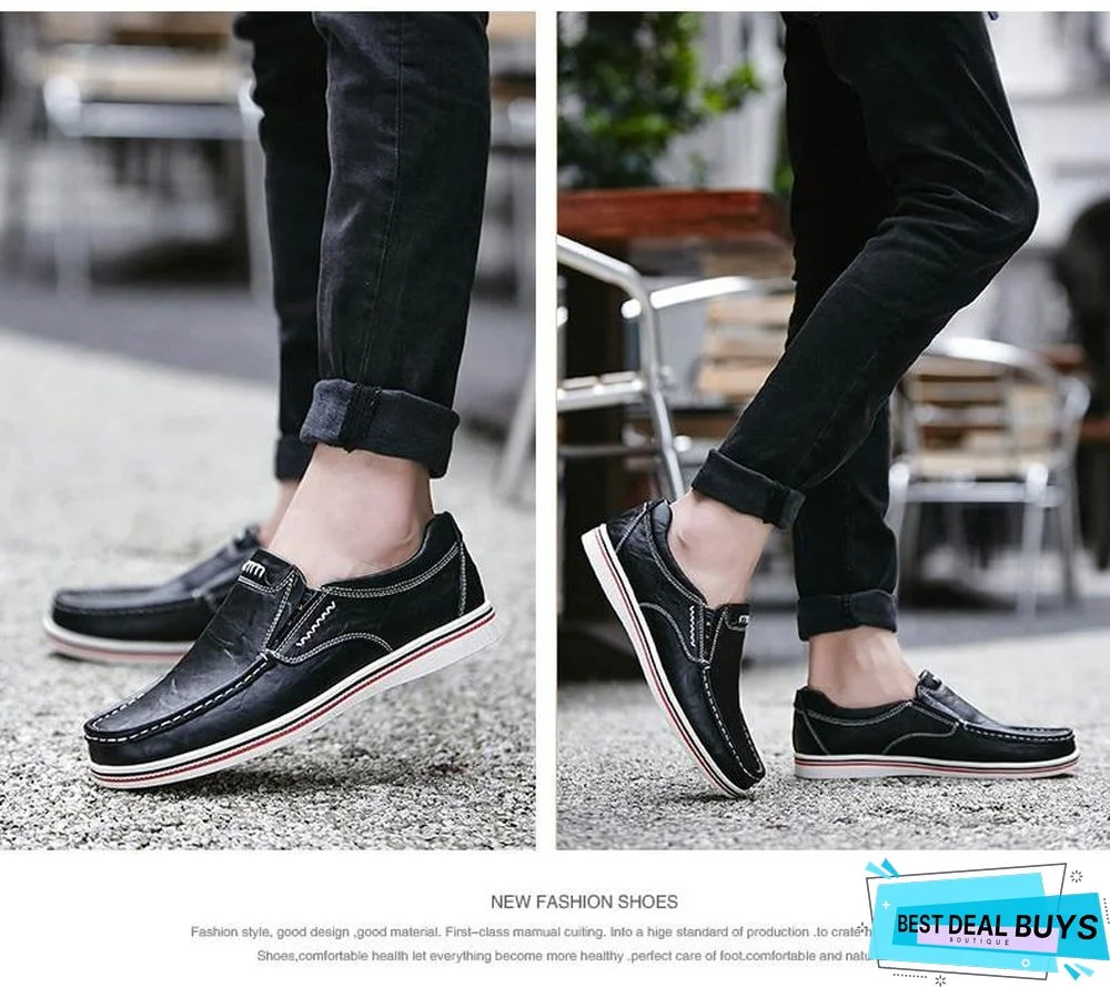 Leather Boat Shoes Casual Flats Moccasins Homme Driving Loafers Shoes Slip On Shoes
