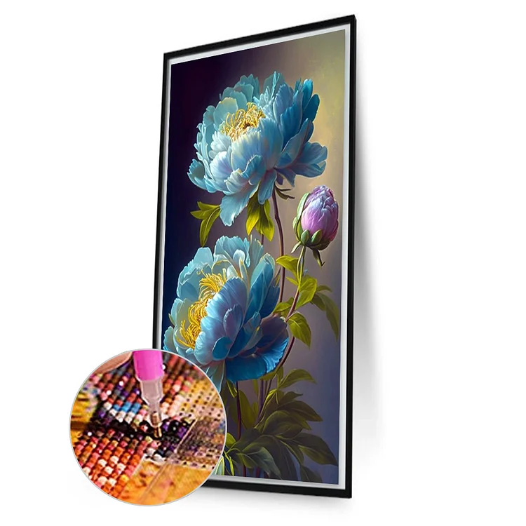 Peony Blue - Full Round - Diamond Painting(45*75cm)