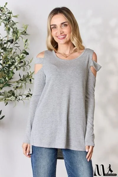 Hailey & Co Cutout Cold Shoulder Long Sleeve Top