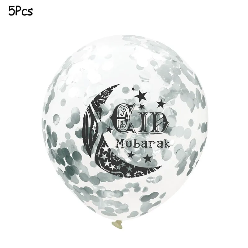 Ramadan Kareem Decoration Eid Mubarak Banner Balloons Disposable Tableware Set Ramadan Mubarak Muslim Islamic Party Decorations