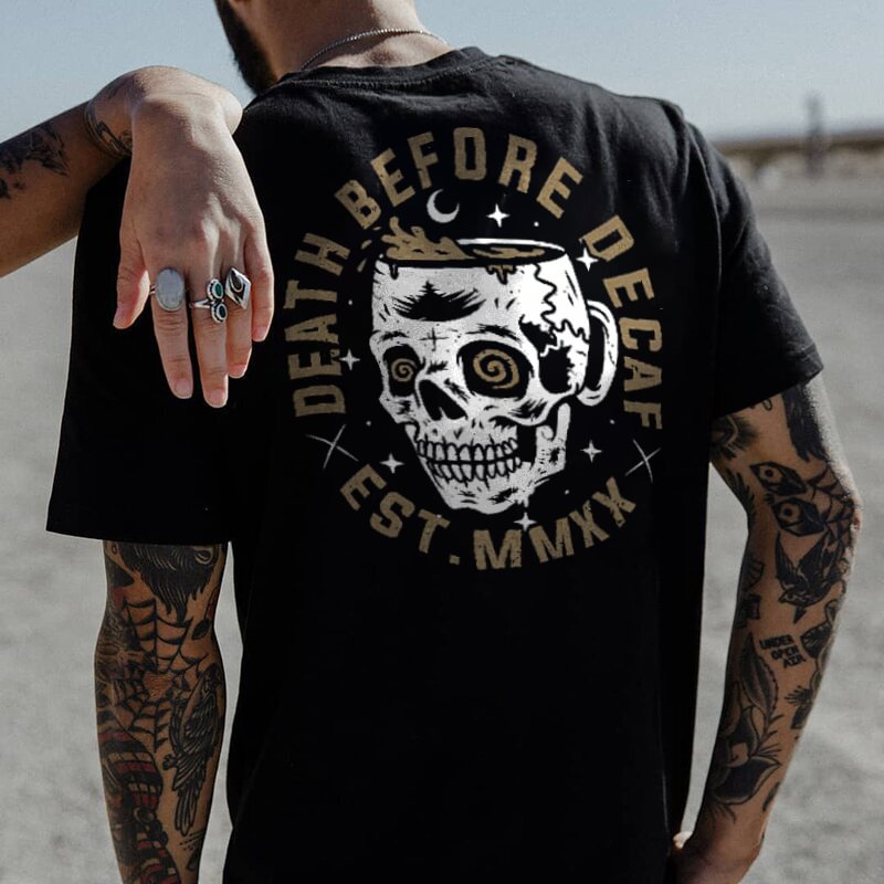Letter skull cup print loose T-shirt designer - Krazyskull