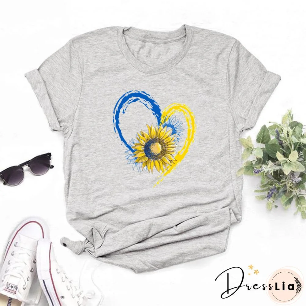 Cool Ukraine Flag Sunflower Vintage Ukrainian Lovers Ukraine Print Women Graphic T-Shirt Summer Y2K Top Casual Oversized T Shirt