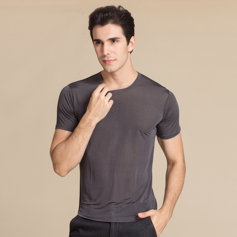 Silk T-Shirt Casual Sleepwear Style Taupe Gray