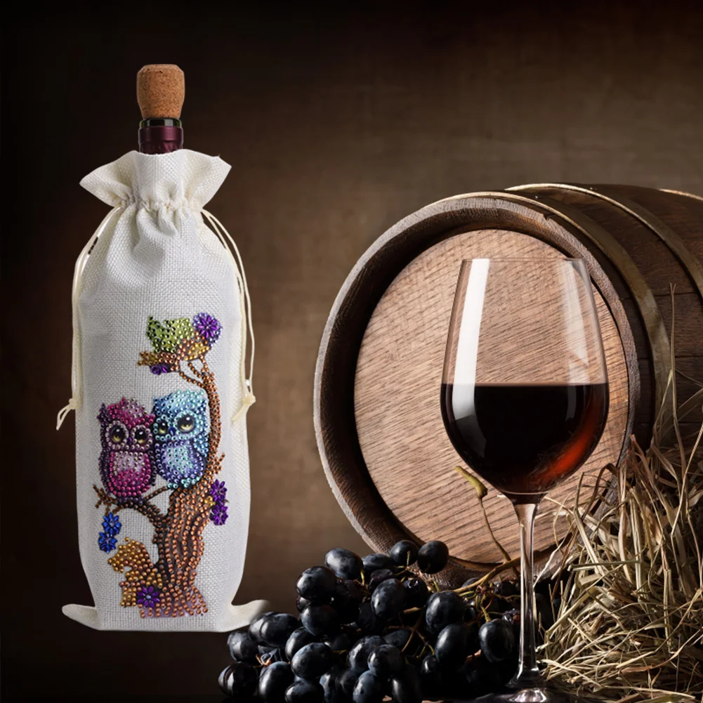 DIY Ow Diamond Painting Wine Bags Creative Diamond Art Liquor Bottle Covers