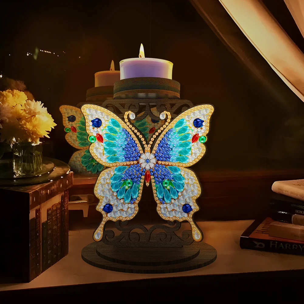 5D DIY Butterfly Desktop Diamond Painting Art Candle Holder Home Decor 