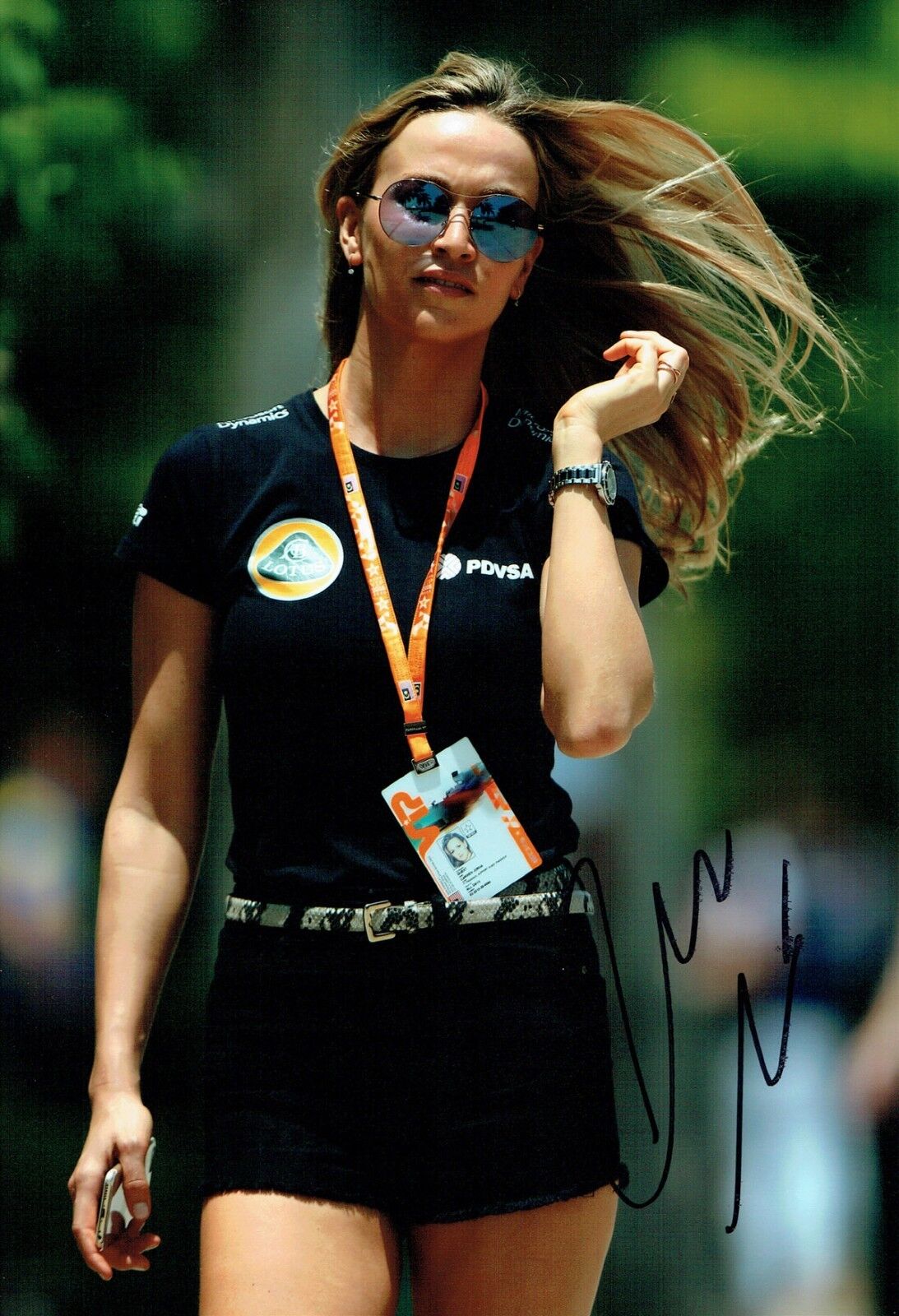 Carmen JORDA SIGNED Autograph SEXY Spanish LOTUS Driver F1 12x8 Photo Poster painting AFTAL COA