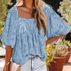 Gioiacombo&trade; Top a mezza manica floreale in chiffon solido