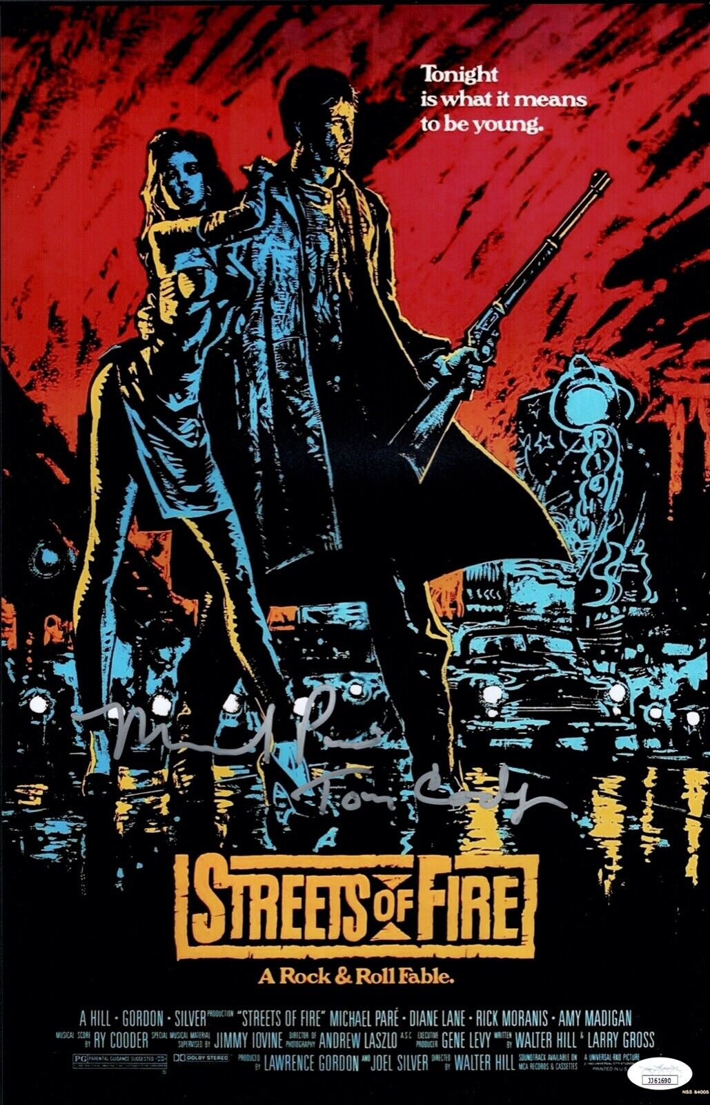 MICHAEL PARé Signed 11x17 Photo Poster painting STREETS OF FIRE PARE Autograph JSA COA Cert