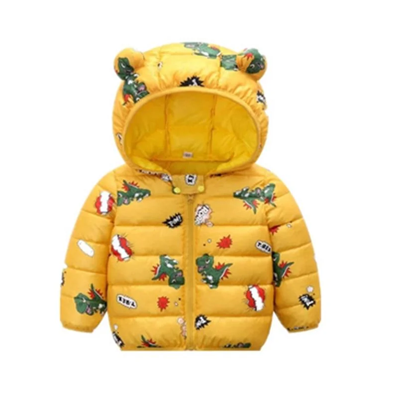 Baby Girls Hooded Down Jackets For Kids Coats Autumn Boys Cartoon Keeping Warm Outerwear Toddler Infant Casual Zipper Clothing