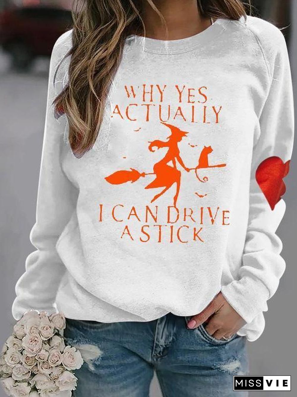 Women's Long Sleeves Round Neck Graphic Printed Top